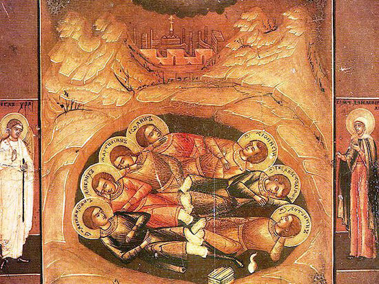 Part of a Russian icon showing the Seven Sleepers (image in the public domain).