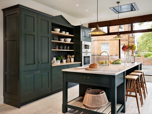 Hunter green kitchen cabinets